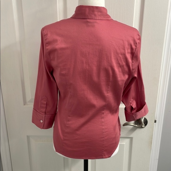 Banana Republic Rose Pink 3/4 Sleeve Fitted Button Down Shirt Size M - Picture 7 of 9